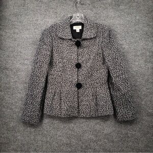 Talbots Women's Tweed Blazer - Black and Gray-Size 4